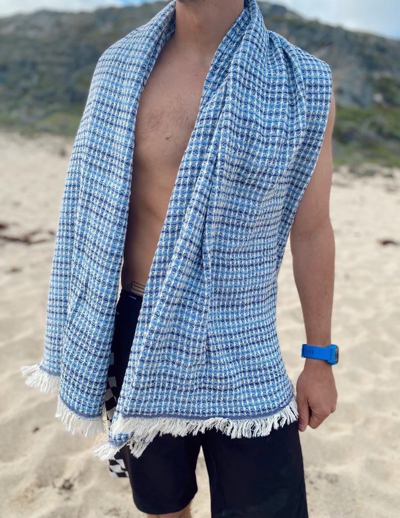 Joy waffle towels - Pacific Blue